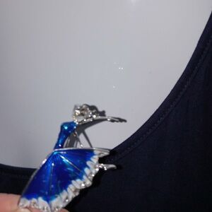 Elegant crystal ballet dancer blue brooche